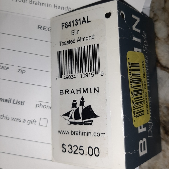 Brahmin "Elin" Leather Shoulder/Hobo bag, Toasted Almond - Picture 16 of 16